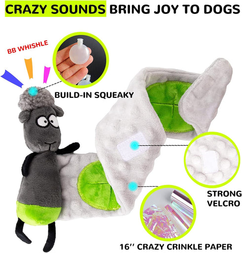 Dog Puzzle Toys, Crinkle Paper Squeaky Dog Toys for Boredom and Stimulating, Enrichment Snuffle Treat Dispensing Interactive Dog Toy, No Stuffing ...