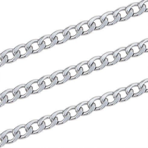 LiQunSweet 5m (16.4 Ft) Stainless Steel Unfinished Curb Chains Unwelded with Spool for Women Men Necklace Bracelet Jewelry Making - 9x6mm...