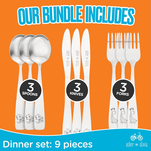 Kids and Toddler Utensils Silverware Set – 9-Piece Toddler Silverware Includes 3 Forks 3 Spoons and 3 Kid-Friendly Knives - kids Metal silverware ...