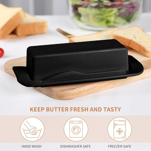 Bamboo Butter Dish with Lid and Knife,Small Butter Keeper for One Stick of Butter,Butter Holder Container for Refrigerator,Countertop,Dishwasher S...