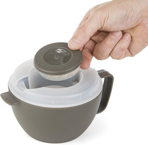 PrepSolutions Microwave Soup On-the-Go, Gray (PS-91GY) – Leak-Proof, Cool-Touch Handle with Spoon Included...