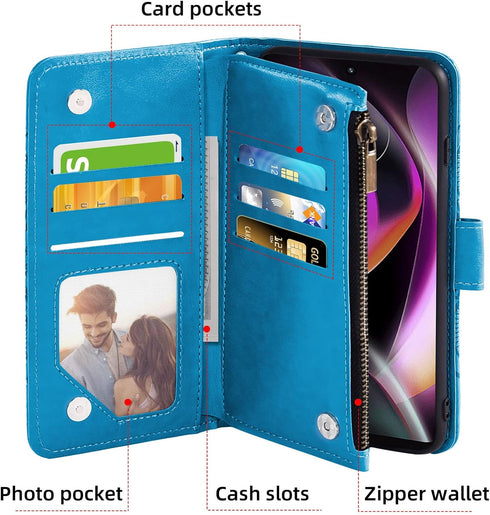 Asuwish Phone Case for Motorola Moto G 5G 2022 Wallet Cover with Tempered Glass Screen Protector and Flower Leather Flip Card Holder Cell Accessor...