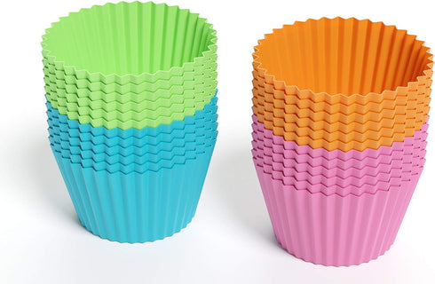 Bakerpan Silicone Mini Cupcake Holders, Mini Cupcake Liners, Pastry & Dessert Cups, 24 Pack (Multi)...