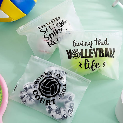 54 Pieces Volleyball Pouch EVA Matte Small Makeup Bag with Words Volleyball Gifts Volleyball Party Bags Sport Waterproof Cosmetic Bags Portable Vo...