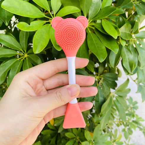 Pink Facial Cream Spatula Silicone Face Mask Brush Mask Beauty Tool-Double Heads Skincare Applicator Tools for Facial Masks Apply Cream Makeup Bru...