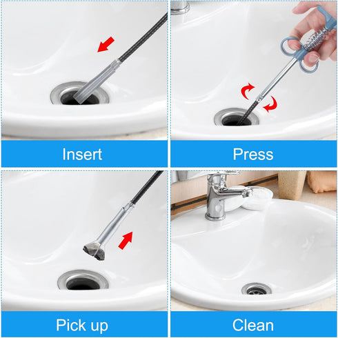 Flexible Grabber Claw Pick Up Tool 63 Inch 4 Claws Stainless Steel Sewer Cleaning Hook Unclog Sink Sewer Hair Drain Cleaner Tool Sink Unclogger fo...