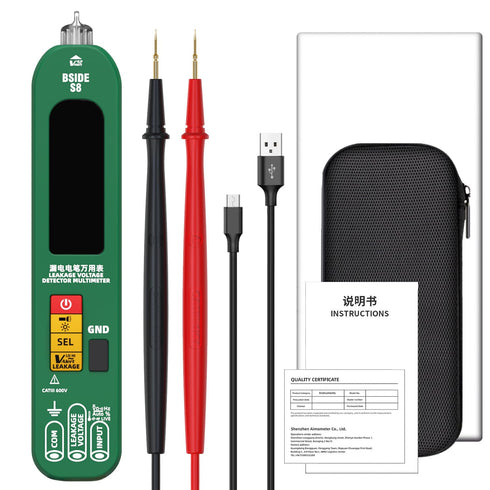 BSIDE Smart Digital Multimeter Rechargeable Electrical Voltage Tester, Voltage Leakage and Environment Temperature Test, Measures Capacitance Diod...
