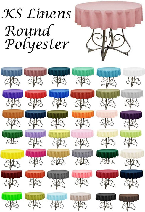 KS Linens Polyester Round Tablecloth 72" (Ivory)...