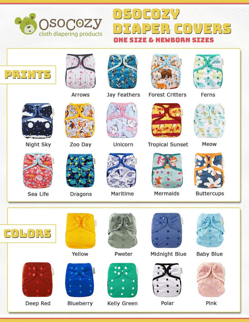 OsoCozy One Size Cloth Diaper Covers - Adjustable Snap Fit & Double Leg Gussets for Baby Boys & Girls from 8-35 Pounds. Use with Prefold, Flat or ...