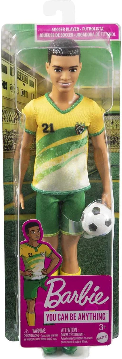 Barbie Careers Ken Fashion Doll & Accessory, Soccer Player with Short Cropped Hair, 21 Uniform, Tall Socks, Cleats & Soccer Ball...