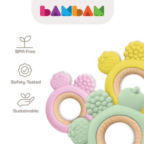 BAMBAM Baby Premium Silicone Teething Ring Toy – Felix The Fruit – 100% BPA Free Silicone, Child Safety Tested, Teether Toys for Baby & Infant 0-6...