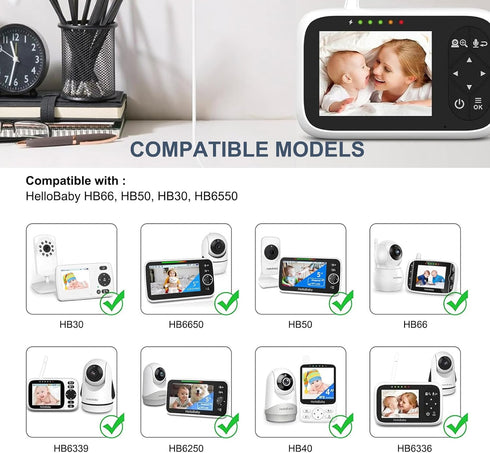 Replacement 5V2A Hello Baby Monitor Charger Adapter for HelloBaby HB66, HB50, HB30, HB6550, HB65, HB65RX, HB65TX Baby Camera Monitor K05S050100U P...