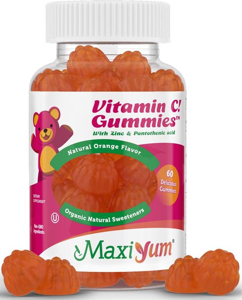Vitamin C Gummies with Zinc - Maxi-Health Vitamin C with Zinc for Children and Adults - Respiratory Support and Immune Booster - No Preservatives ...