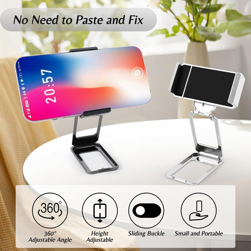 2PCS Upgraded Back Clip Type Metal Phone Holder, Foldable, 360° Rotation, Compatible with All Phones, Portable, Fashionable Desktop Accessory......