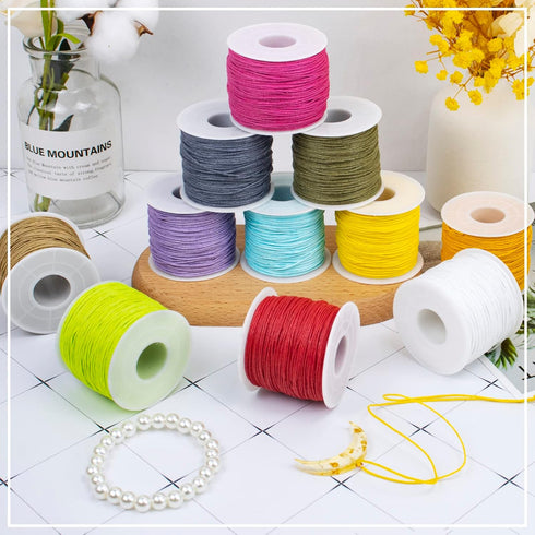 2pcs Waxed Cotton Cord 1mm x 76 Yards, Wax String for Bracelet Making, Waxed Thread Beading Thread for Jewelry Making, Necklace, Beads, DIY Crafts...