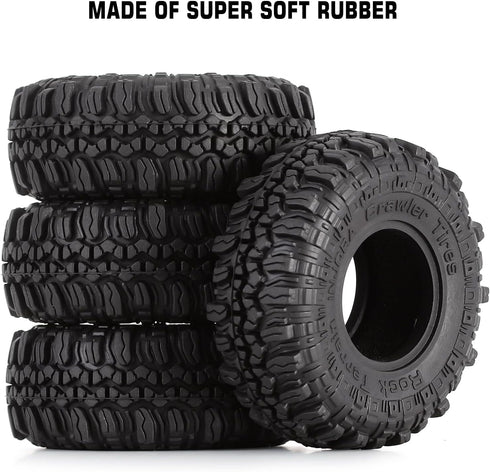 INJORA 1.0 Tires Soft Rubber Crawler Wheel Tires for 1/18 TRX4M SCX24 Gladiator Bronco C10 JLU Deadbolt B17 Axial 1/24 1/18 Tracked car,4PCS,T1005...