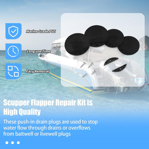 Boat Scupper Flapper Replacement for FSRK-3-DP TH Mar-ine Boat Scupper Flappers Repair Kit, 1/2" and 3/4" Scupper Flappers Valves - for Boats Stai...
