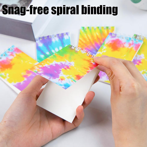 Koogel 24PCS Mini Tie Dye Notepads, Blank Mini Notebooks for Kids Spiral Mini Notebook Pastel Art Party Small Notepad for Tie Dye Birthday Party F...