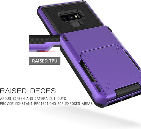 Asuwish Phone Case for Samsung Galaxy Note 9 with Tempered Glass Screen Protector and Credit Card Holder Slot Hybrid Protective Cell Rugged Slim M...