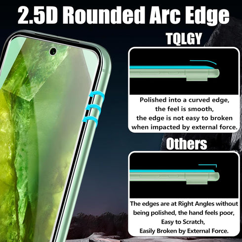 TQLGY 3 Pack Screen Protector for Google Pixel 8a with 3 Pack Camera Lens Protector, 9H Hardness Tempered Glass Film, Support Fingerprint Unlock, ...