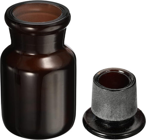 PATIKIL 60mL Reagent Media Bottle, 1Pcs Round Wide Mouth Glass Storage Bottle with Amber Cap for Chemistry Lab Universities Home, Amber...