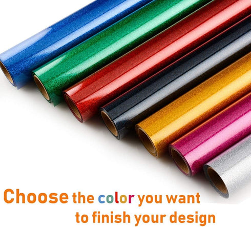 HTV Heat Transfer Vinyl for T-Shirts by KISSWILL - 10 Inches by 6 Feet Glitter Iron on Vinyl Rolls (Silver)...