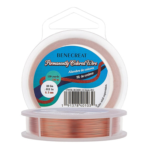 BENECREAT 28 Gauge 328FT Copper Jewelry Wire - Tarnish Resistant Craft Wire for Bracelet & Necklace Making...