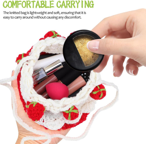 Strawberry Crochet Bag:1pc Knitted Bag Fruit Purse Women Knit Clutch Bag Handmade Knit Satchel Purse Handbag...