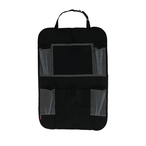 Nuby Backseat Car Organizer Set: Organizer with Tablet Holder, Storage Pockets and 5 Linkable Hooks for Attaching Accessories | Easy to Clean Blac...