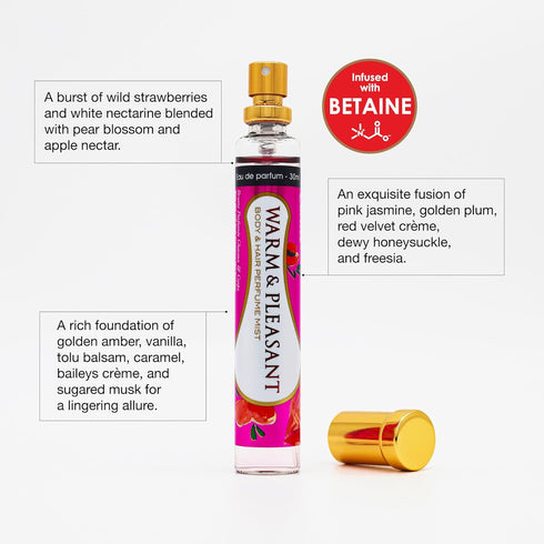Esha Body & Hair Perfume Mist - Eau de Parfum for Women - Infused with Betaine - Sweet Strawberrys, Nectarine with Golden Amber, Vanilla, and Cara...