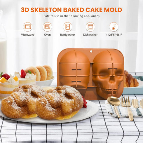3d Skull Cake Molds for Baking, Cake Molds for Halloween, Food Grade Silicone DIY Large Skull Cake Pan for Birthday,Halloween and all parties....