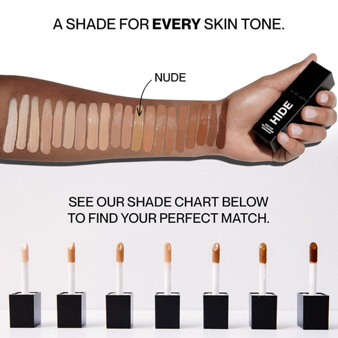 HIDE Liquid Concealer, Medium to Full Coverage Concealer for Blemishes, Under Eye Dark Circles & Scars, Oil Free Concealer, Nude (See Shade Finder...