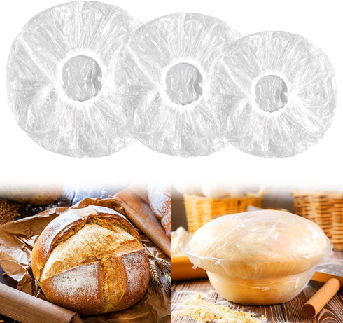 100PCS Bowl Covers for Bread Proofing, Reusable Elastic Sourdough Bread Baking Supplies, Plastic Bowl Covers for Bread Rising, Stretchable Plastic...