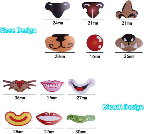 Lependor 600 Pcs Colorful Nose Stickers Labels & 600 Pcs Colorful Mouth Stickers Labels - (Two Rolls)...