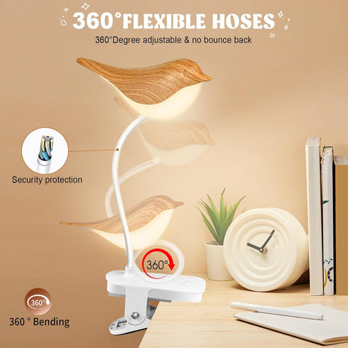 Small Bird Touch Lamp, Dimmable and Cordless Bird Night Light, USB Rechargeable Touch Sensor Control Table and Desk Lamp for Bedroom...