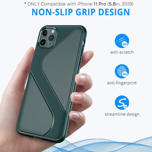 Compatible with iPhone 11 Pro Case, Protective Non-Slip TPU Case with Grips, Anti Scratch Shockproof Drop Resistant Full Body Soft Cover for iPhon...