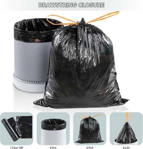 JOYBOS Trash Bags 5 Rolls/75Pcs, Drawstring Small Garbage Bags, 4 Gallon Trash Bag, Portable PE Rubbish Bags Trash Can Liners, Wastebasket Bags Ga...