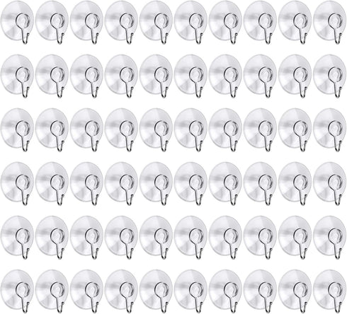 Awpeye 20 Packs Suction Cup Hooks, 1.77 Inches Universal Clear PVC Suction Cups for Shower Removable Window Suction Cups with Hooks for Kitchen Ba...