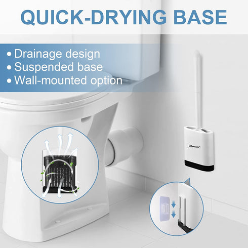 UBeesize Toilet Brush with Flexible Brush Head and Silicone Bristles, Quick Drying Holder Set for Bathroom, Compact Size, white. 15" X 4.5"...