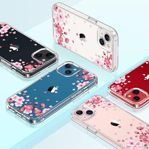 GiiKa for iPhone 13 Case with Screen Protector, Clear Full Body Protective Floral Girls Women Shockproof Hard Case with TPU Bumper Cover Phone Cas...
