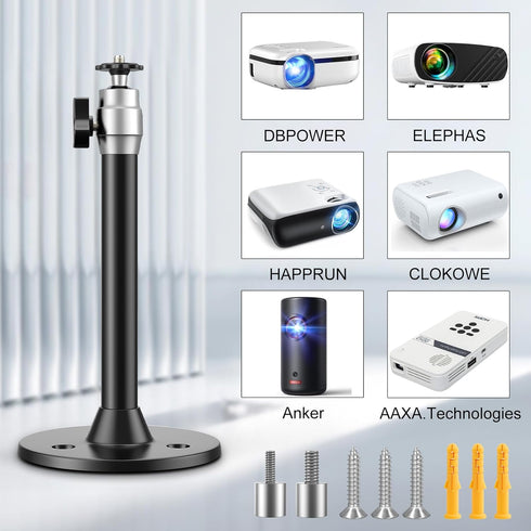 Mini Ceiling Projector Mount Bracket- Adjustable Tilt&Swivel Hanging Projector Holder Wall Mount Hanger Rack Stand for Mini Projector with 2 Free ...
