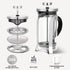 French Press Coffee and Tea Maker Single Serve Coffee Brewers Glass Classic 304 Stainless Steel Coffee Press Heat Resistant Thickened Borosilicate...