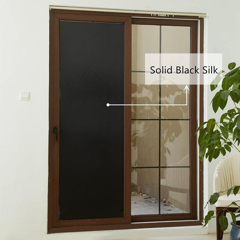 VELIMAX Total Blackout Window Film Silk Black Window Cover Decorative Window Privacy Film Removable Window Tint 100% Room Darkening Sun Blocking N...