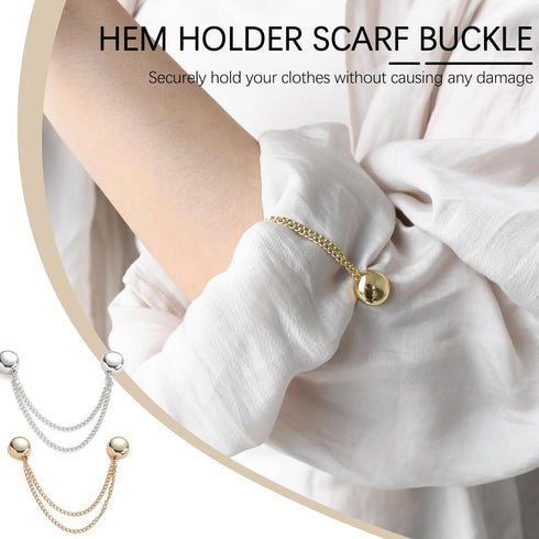8PCS Hem Holder Scarf Buckle - Magnetic Dress Sleeve Clips for Women & Girls, Strong Snap Tie for Shirts, Tops, and Skirts - Decoration No-Pin Wai...