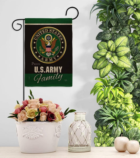 Army Proudly Family Burlap Garden Flag - Armed Forces Rangers United State American Military Veteran Retire Official - House Decoration Banner Sma...