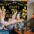 Trgowaul 70th Birthday Backdrop Gold and Black 5.9 X 3.6 Fts Happy Birthday Party Decorations Banner for Women Men Photography Supplies Background...