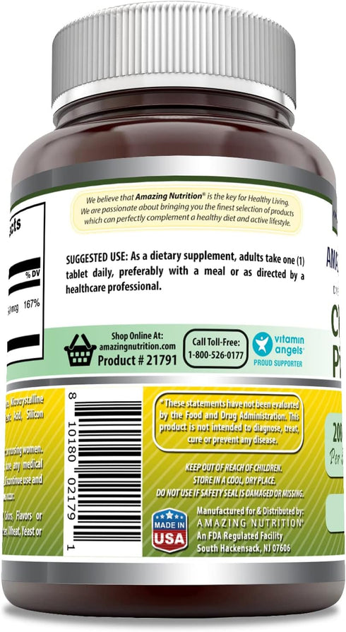 Amazing Formulas Chromium Picolinate Supplement | 200 Mcg Per Serving | Tablets | Non-GMO | Gluten Free | Made in USA (240 Count)...