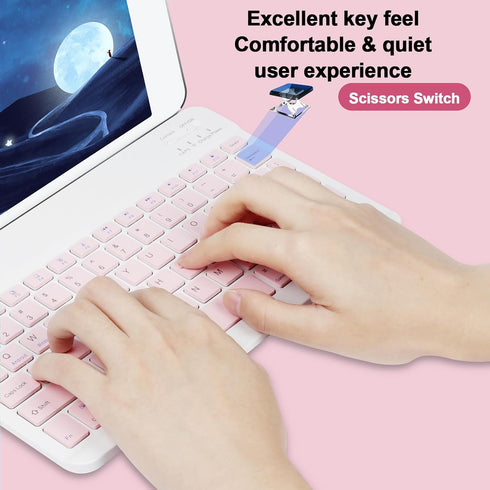 Bluetooth Keyboard and Mouse Combo Ultra-Slim Portable Rechargeable Compact Wireless Mouse Keyboard Set for Pad/iPad Pro/iPad Mini/iPad Air Mac OS...