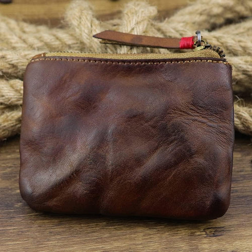 1 Pcs Leather Zipper Coin Purse Wallet With Card Slots, Snap Coin Organizer, Change Holder,Card Case, Leather Zipper Storage Bag for Men & Women...