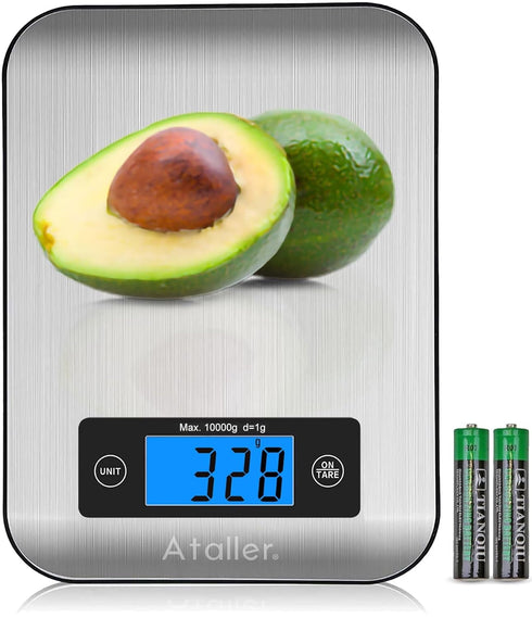 Ataller Digital Kitchen Scales, 304 Stainless Steel Food Scales, Professional Food Weighing Scales with Large LCD Display, Incredible Precision up...